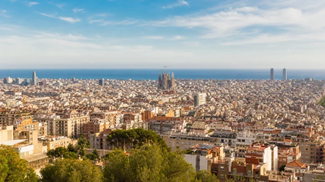 Illustrated city view of Barcelona