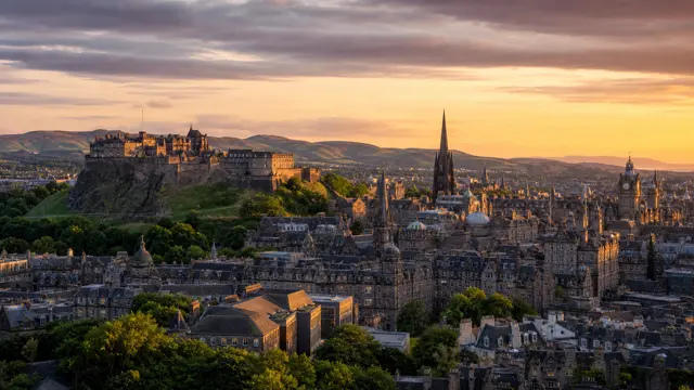 Illustrated city view of Edinburgh