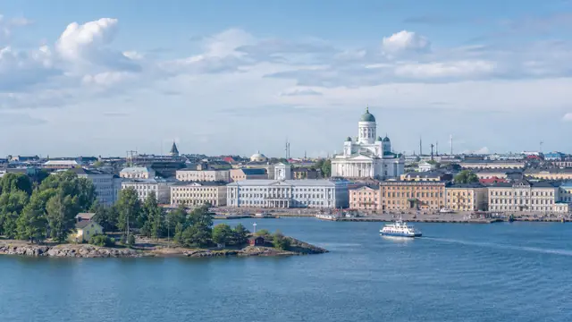 Illustrated city view of Helsinki