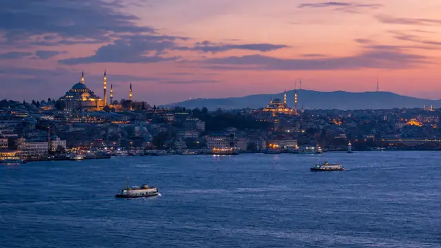 Illustrated city view of Istanbul
