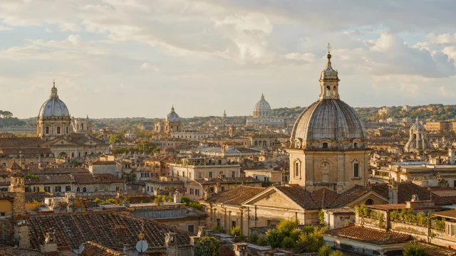 Illustrated city view of Rome